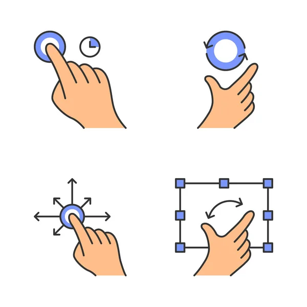 Touchscreen gestures color icons set — Stock Vector