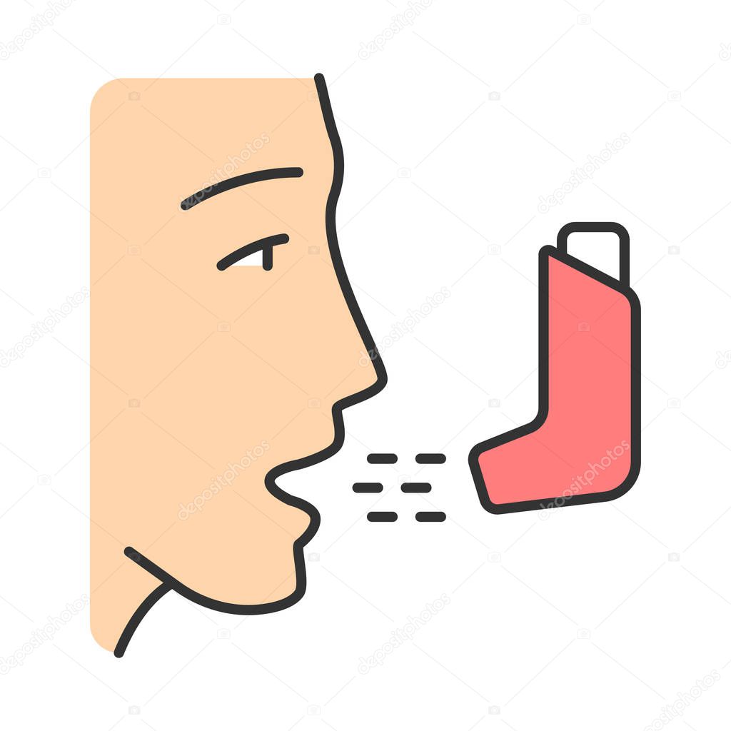 Asthma inhaler color icon
