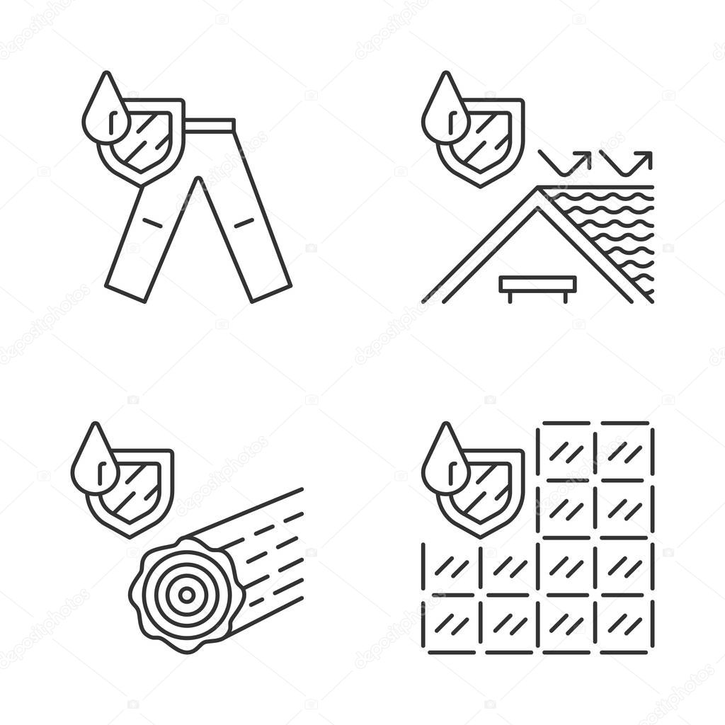 Waterproofing linear icons set