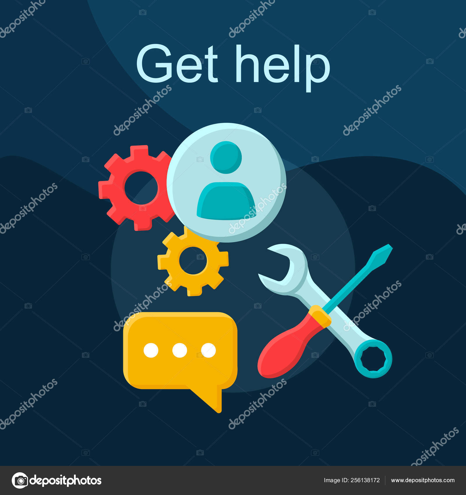Technical Support Flat Concept Vector Icon Get Help Idea Cartoon