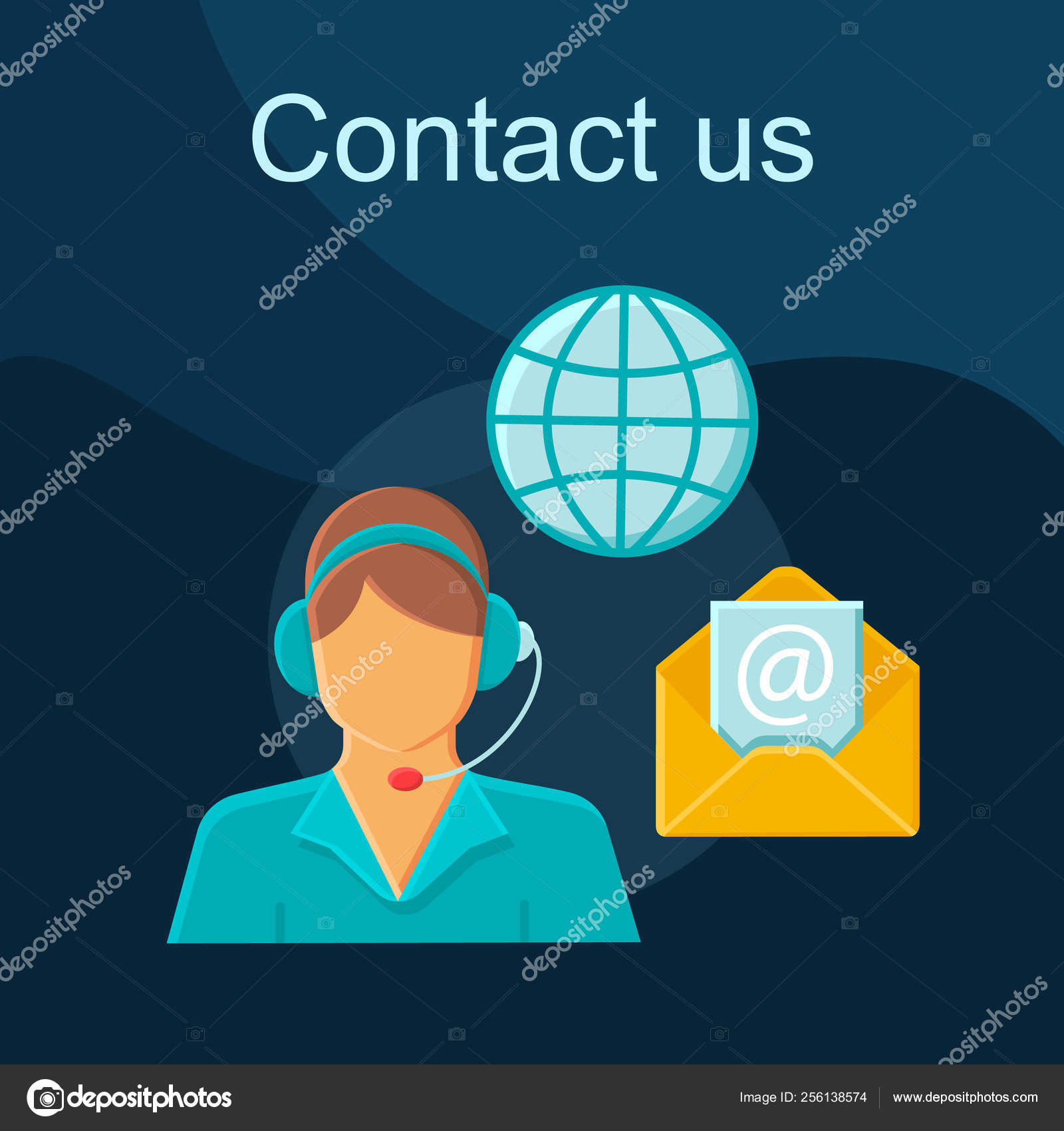 Contact Flat Concept Vector Icon Global Helpdesk Idea Cartoon