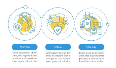Antivirüs abonelik vektör İnfografik şablonu. Anti virüs yazılım tarife planları. Üç adım ve seçeneğe sahip veri görselleştirme. İşlem zaman çizelgesi grafiği. Simgelerle iş akışı düzeni