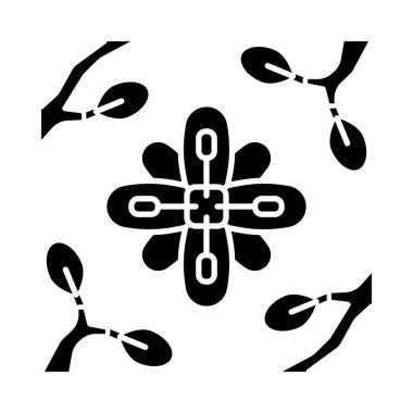 Larrea glif simgesi. Creosote çalı. Meksika ve Amerika Birleşik Devletleri egzotik Flora. Çiçek çerçeveli twigs. Siluet sembolü. Negatif alan. Vektör izole illüstrasyon