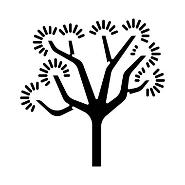 Joshua tree glyph icon. Yucca brevifolia. Desert plant. Palm tree yucca.  Silhouette symbol. Negative space. Vector isolated illustration clipart