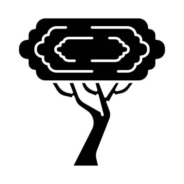 Palo Verde ağaç glif simgesi. Parkinsonia Florida 'da. Amerikan çöl fabrikası. Siluet sembolü. Negatif alan. Vektör izole illüstrasyon