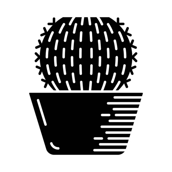 Barrel Cactus Pot Glyphe Icône Symbole Silhouette Espace Négatif Illustration — Image vectorielle