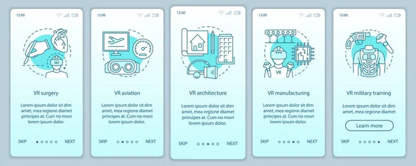 Industrie Virtuelle Embarque Écran Page Application Mobile Avec Des Concepts — Image vectorielle