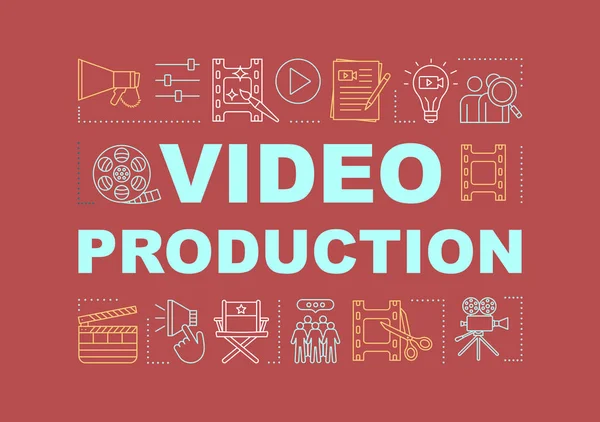 Bannière Concepts Mot Production Vidéo Processus Réalisation Film Faire Film — Image vectorielle