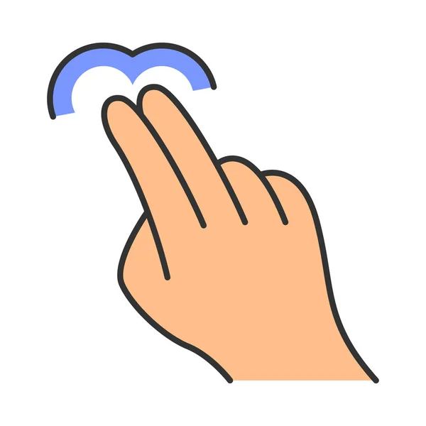 タッチスクリーンジェスチャーカラーアイコン タップ ポイント クリック ダブルタップ ドラッグ ダブルクリックジェスチャ 人間の手と指感覚デバイスを使用する 孤立ベクトルイラストレーション — ストックベクタ