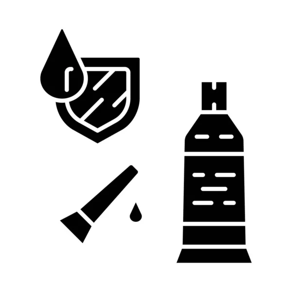 Ikona Nepropustným Sealantním Glyfem Vrstva Odolná Vůči Vodě Konstrukční Materiál — Stockový vektor