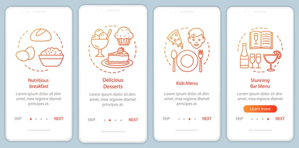 Usługi Żywnościowe Dołączanie Ekranu Strony Aplikacji Mobilnej Koncepcjami Liniowymi Rodzinna — Wektor stockowy