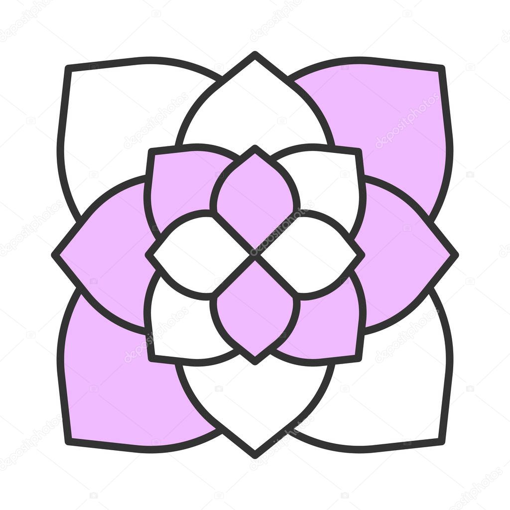 Ghost plant color icon. Graptopetalum paraguayense. Mexican exotic flora. Isolated vector illustration