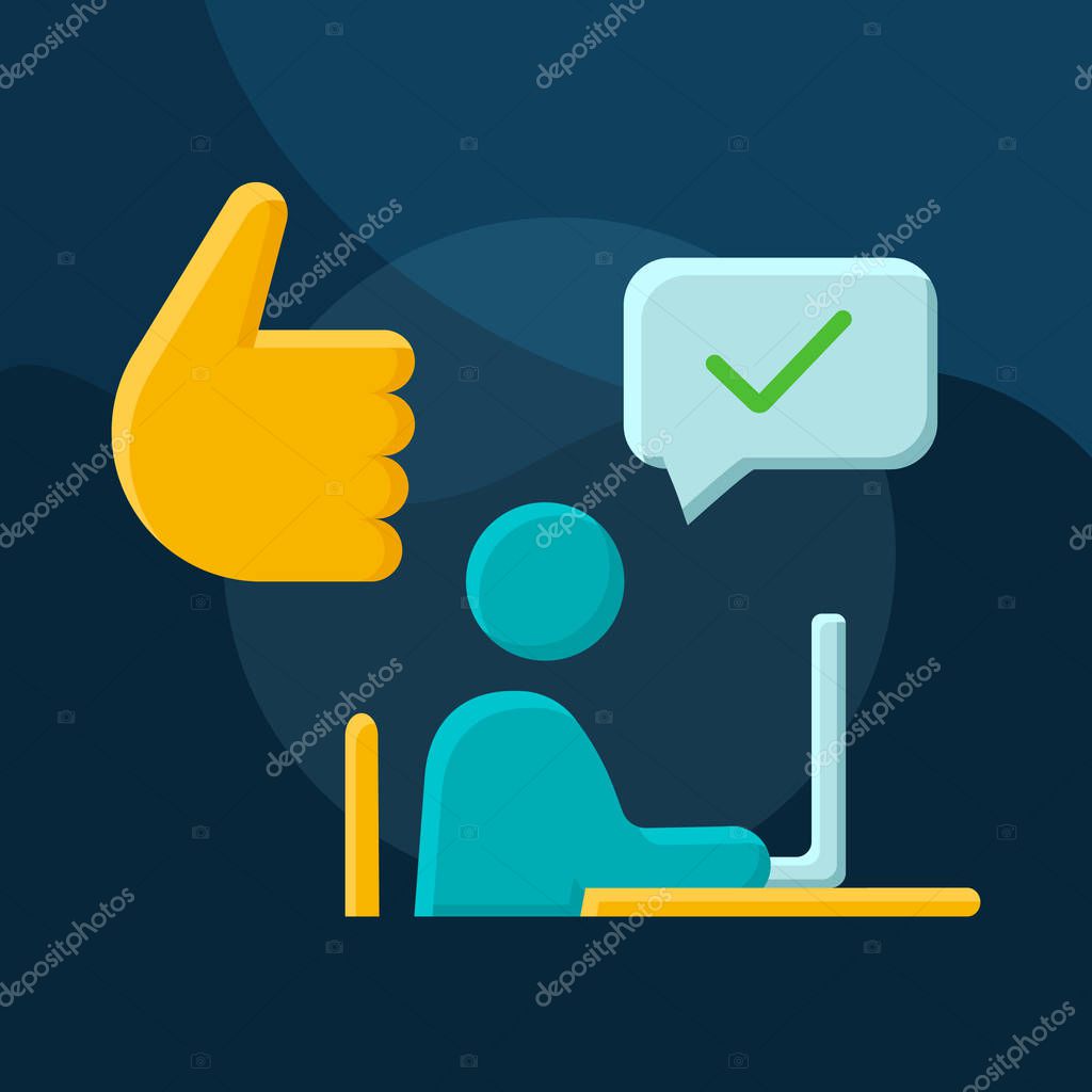 Resolved issue flat concept vector icon. Completed test idea cartoon color illustrations set. Fix problem. Successful job done. Finished assignment. Approved work. Isolated graphic design element