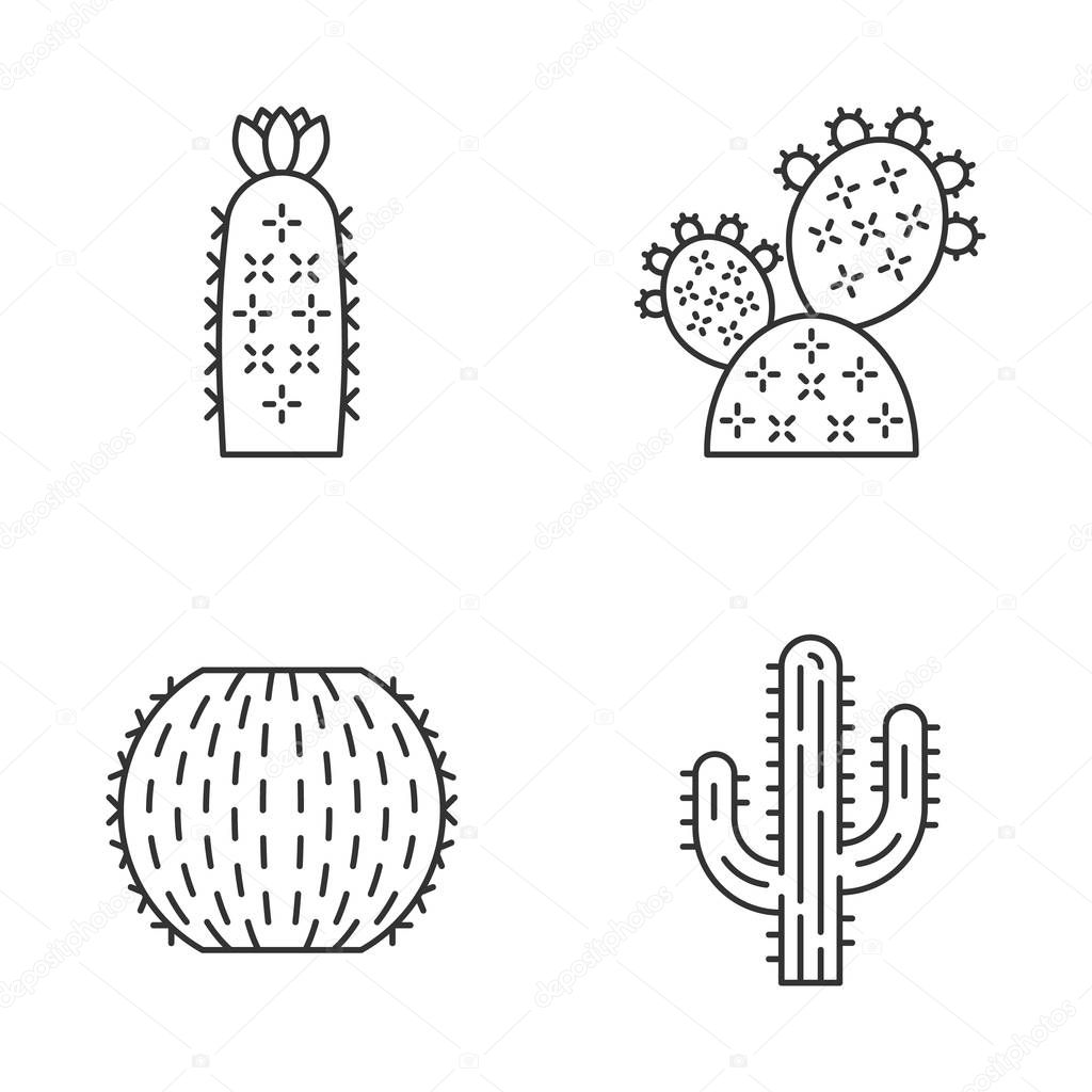 Wild Cactus Linear Icons Set Desert Flora Succulents Spiny Plants Prickly Pear Barrel Hedgehog Cactus Saguaro Thin Line Contour Symbols Isolated Vector Outline Illustrations Editable Stroke Premium Vector In Adobe Illustrator