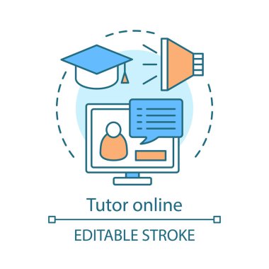 Tutor çevrimiçi kavramı simgesi