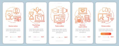 Çevrimiçi hizmetler doğrusal Co ile mobil uygulama sayfası ekranı onboarding