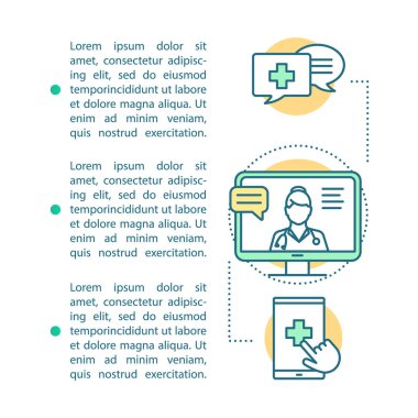 Online tıbbi hizmetler makale sayfası vektör şablonu
