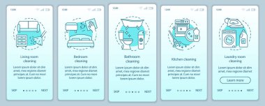Ev temizliği mobil uygulama sayfası ekranı, doğrusal kavramlar