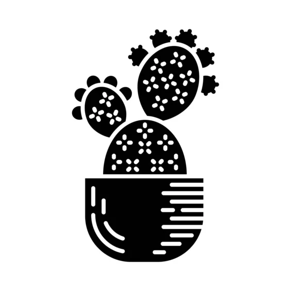 Колючий грушевый кактус с иконкой в горшочке — стоковый вектор