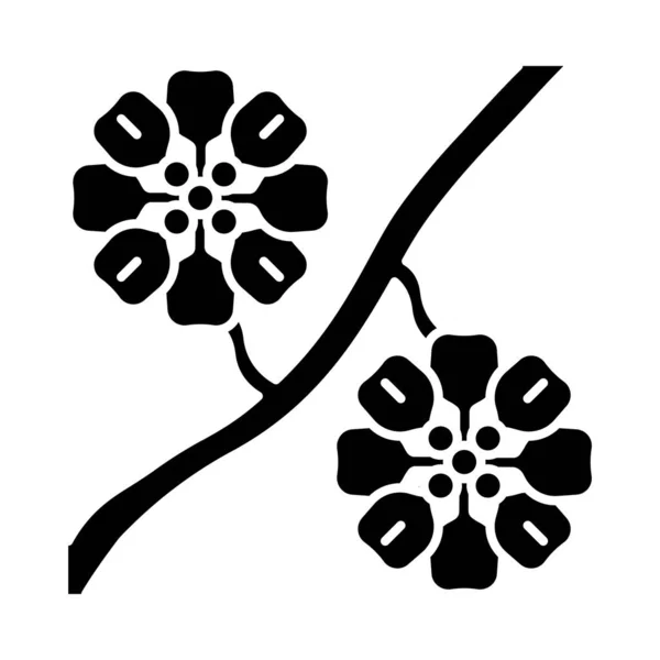 Weißem Paperflower Glyph Symbol Psilostrophe Cooperi Küferpapier Gänseblümchen Blühende Liane — Stockvektor