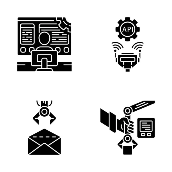 RPA glyph icons set — Stock Vector
