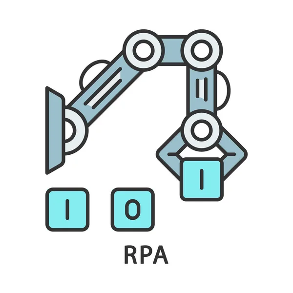 Ikon Warna Rpa Industrial Robotic Arm Robot Manipulator Tangan Mengumpulkan - Stok Vektor
