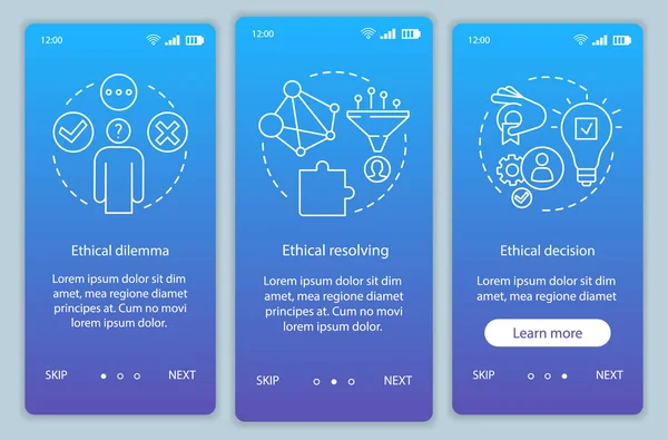 Ethical resolving onboarding mobile app page screen vector templ — Stockový vektor