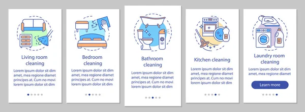 Sprzątanie domu dołączanie ekranu strony aplikacji mobilnej, koncepcje liniowe — Wektor stockowy