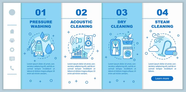Cleaning methods onboarding mobile web pages vector template — Stock Vector