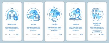 Doğrusal c ile pediatrik klinik onboarding mobil uygulama sayfası ekranı