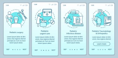 Pediatri hizmetleri mobil uygulama sayfası ekran vektör Tem onboarding