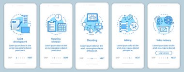 Video üretim onboarding mobil uygulama sayfası ekran vektör Templa