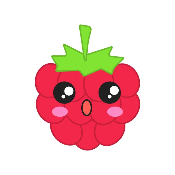 Karakter kawaii vektor Raspberry cute - Stok Vektor