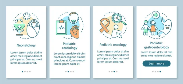 Na obrazovce pro pediatrické služby u mobilních aplikací s lineárním — Stockový vektor