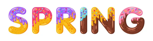 Donut cartoon spring biscuit bold police style — Image vectorielle