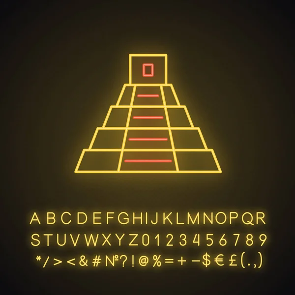Piramide messicana icona luce al neon — Vettoriale Stock