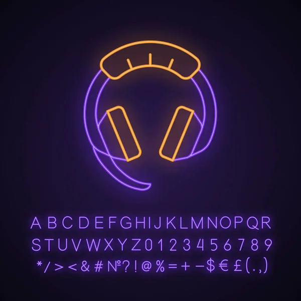 Gaming-Headset Neon-Licht-Symbol — Stockvektor