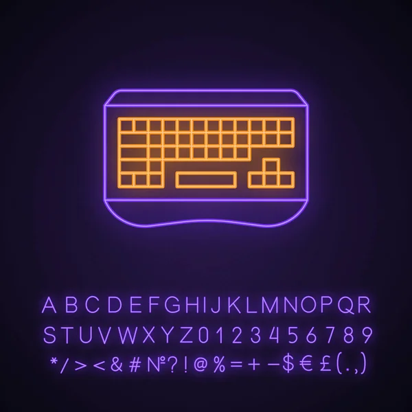 Gaming keyboard neon light icon — Stock Vector