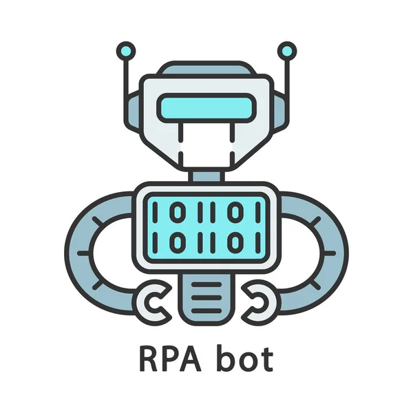 Ikon Warna Robot Rpa Cyborg Terprogram Software Robot Otomatisasi Proses - Stok Vektor