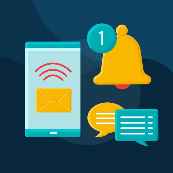 Mensagem notificação plana conceito vetor ícone — Vetor de Stock