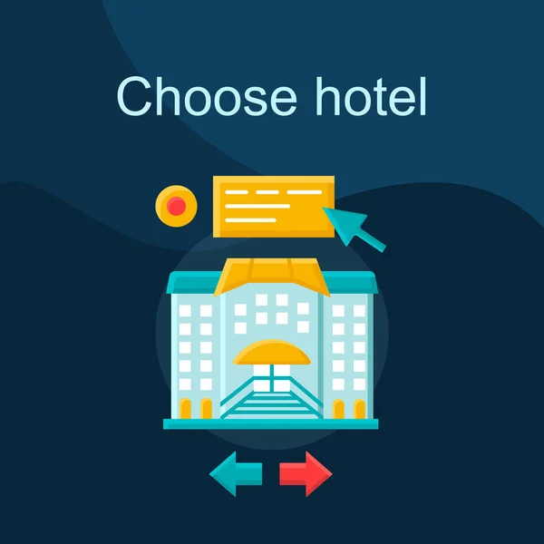Escolha o ícone vetorial conceito plano hotel — Vetor de Stock