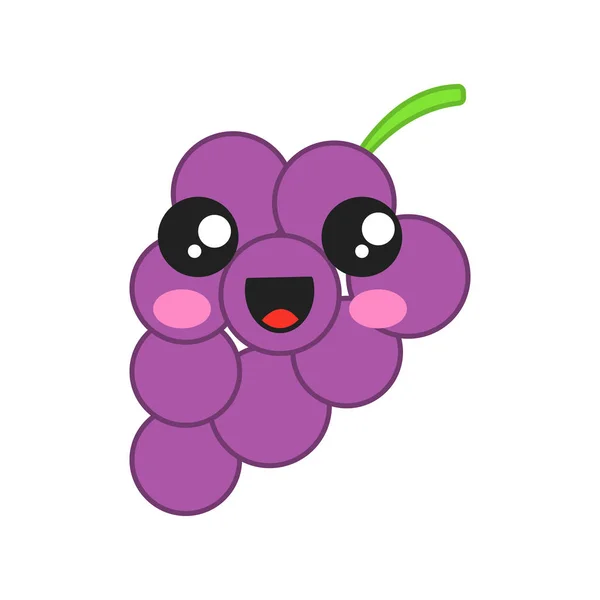Winogrona słodkie Kawaii wektor charakter — Wektor stockowy