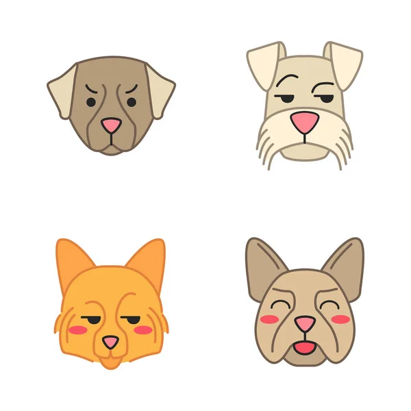 Dogs cute kawaii vector characters — Stock Vector