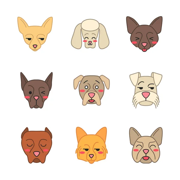 Perros lindo kawaii vector caracteres — Archivo Imágenes Vectoriales