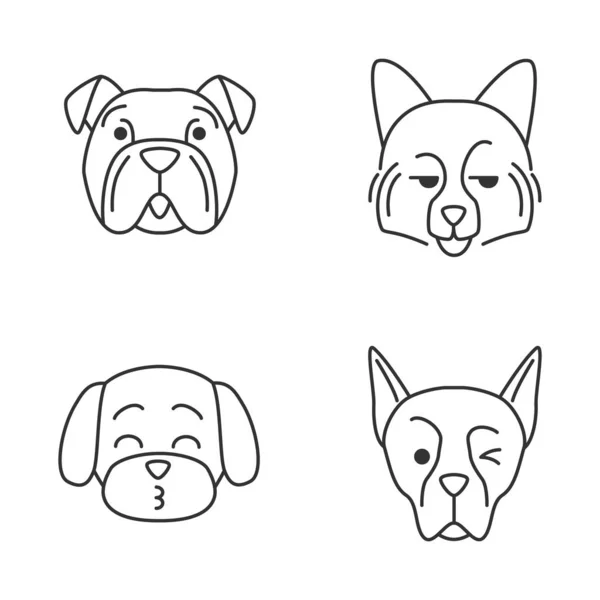 Perros lindos caracteres lineales kawaii — Archivo Imágenes Vectoriales