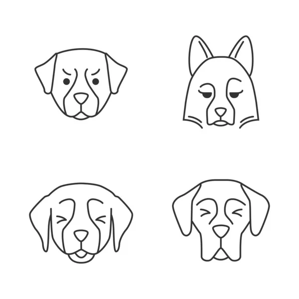 Psi roztomilý kawaii lineární znaky — Stockový vektor