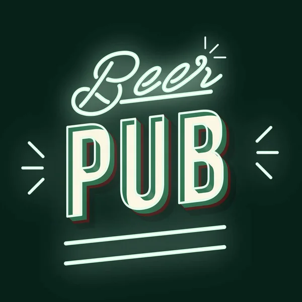 啤酒酒吧 3d 霓虹灯矢量字母 — 图库矢量图片