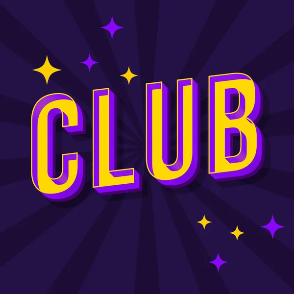 Club vintage 3D διανυσματικά γράμματα — Διανυσματικό Αρχείο