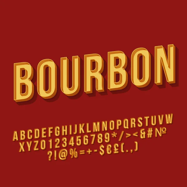 Bourbon vintage 3d vector lettering — Stock Vector