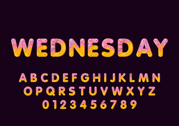 Donut cartoon wednesday biscuit bold font style